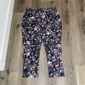 Black Milk Pants L eggings 2XL Stretch SKULL FLORAL Print Pockets Comfort NEW